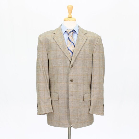 Tallia 42R Brown Check 3-Button Sport Coat Blazer Jacket O653 - Picture 1 of 11